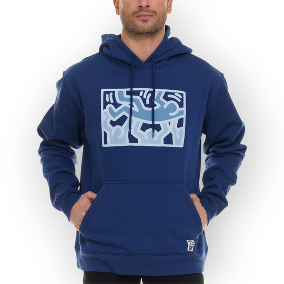 NEW Large Keith Haring Art UNTITLED 1987 DANCE Hoodie Navy - Picture 4 of 14